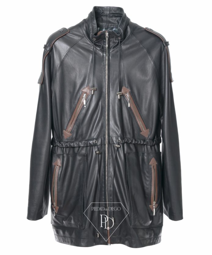 Chaqueta de Cuero Negro Combi