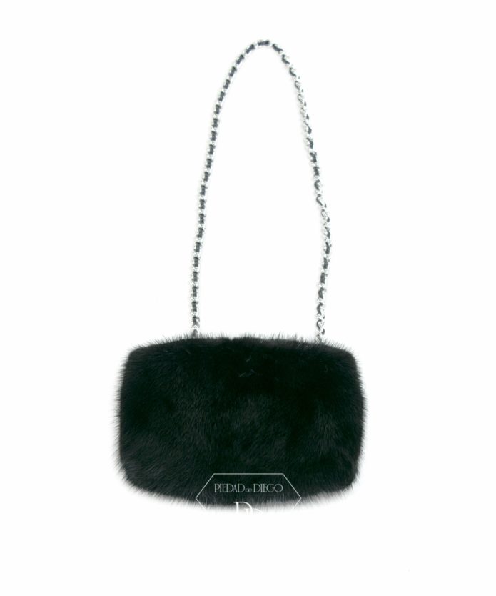 Bolso de mano en piel de Visón en Brown o Black
