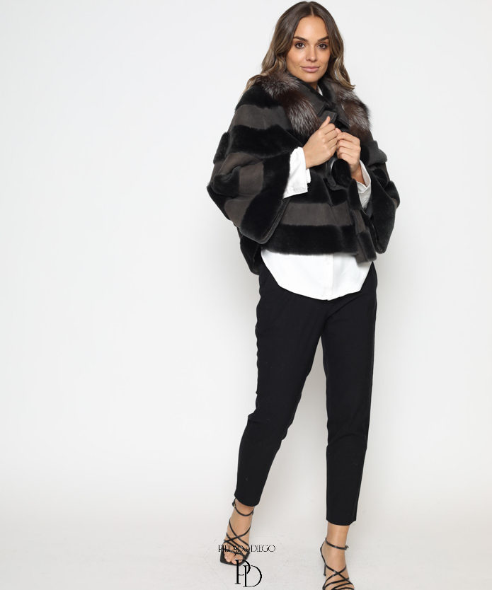 Delantero Chaqueta Mujer Reversible Doble Faz Piel Vuelta M5014 Maz 2