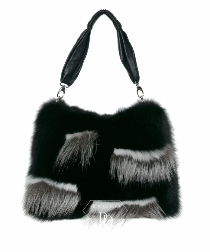 Bolso Piel de Zorro Negro y Silver