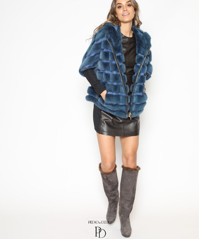 Chaqueta Vison Juvenil Moderna Capucha Cremallera Coral 1