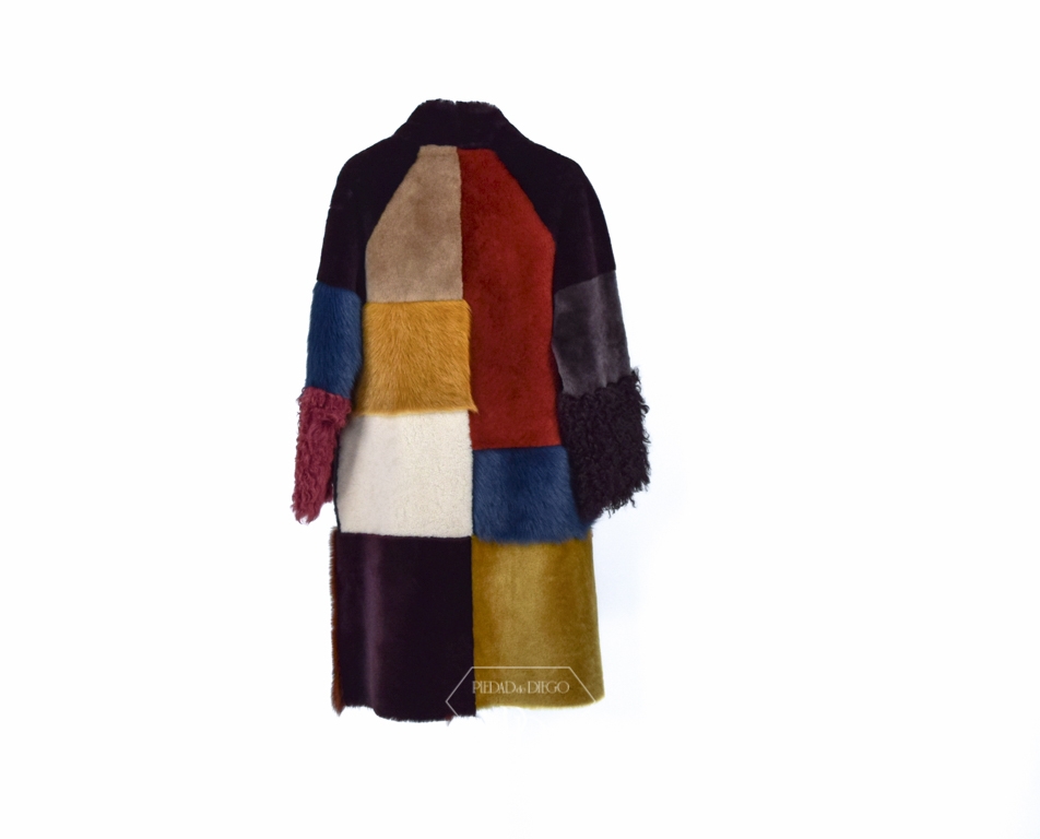 Abrigo de Cordero Reversible mix colores - Abrigo doble faz