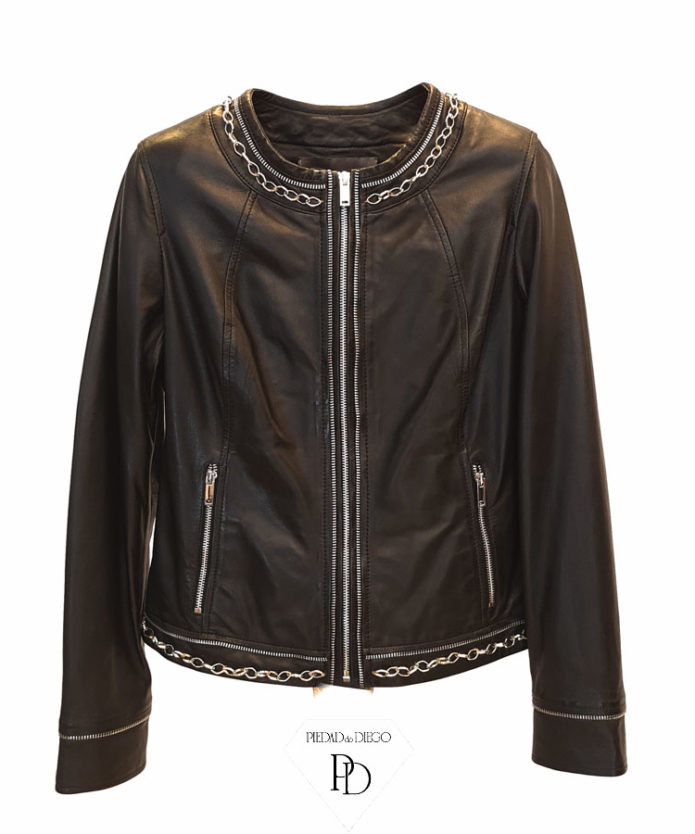 chaqueta de piel mujer negra