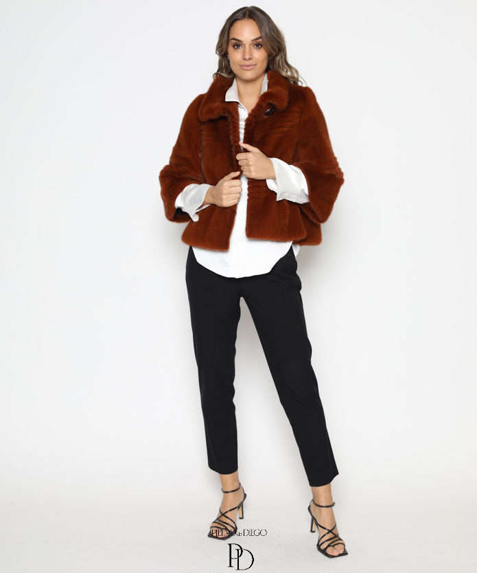 Chaqueta Piel Visón Moderna Juvenil Flacana 1