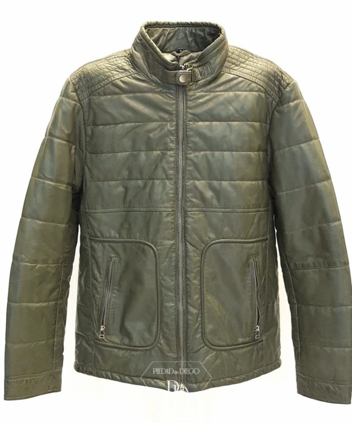 chaqueta piel hombre cuero oliva