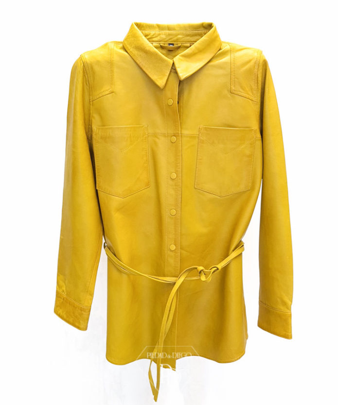 camisa piel mujer con cinturon