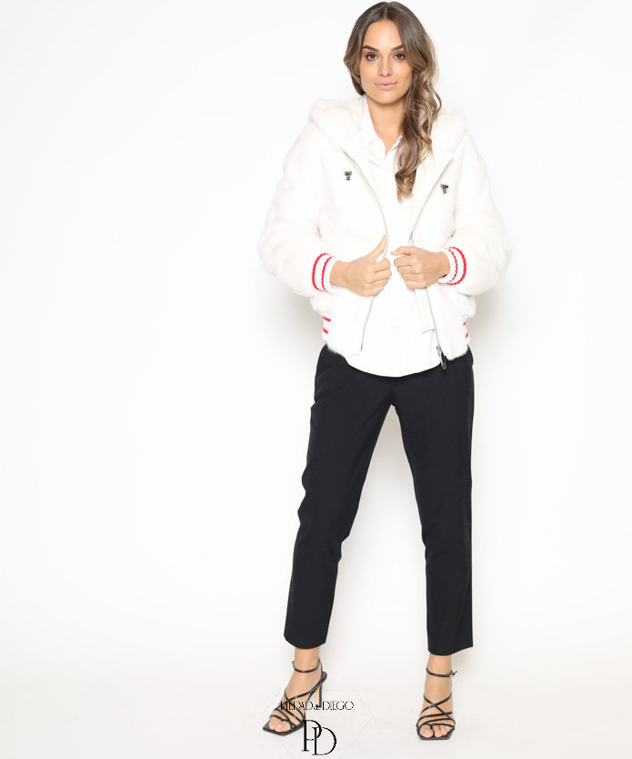 Chaqueta Piel Visón Bomber Juvenil Capucha Bomber Lvw 3