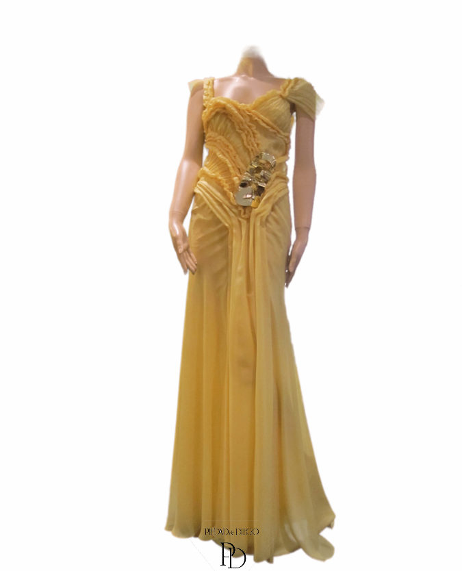 6031 Tx (2)vestido Fiesta Amarillo Liquidacion